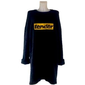 Alexander Wang Designer Angora Wool Blend Black Oversized Tender Dress Large